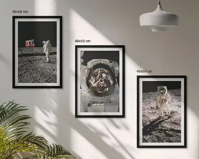 NASA Mondlandung Wandbilder Set mit drei Bildern inklusive Rahmen