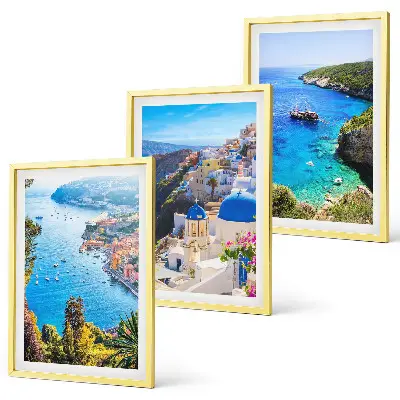 Griechische Ansichten von Santorin Oia 3er-Set Wandbilder inklusive Rahmen