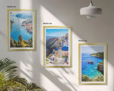 Griechische Ansichten von Santorin Oia 3er-Set Wandbilder inklusive Rahmen