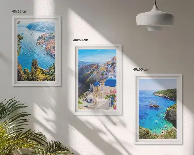 Griechische Ansichten von Santorin Oia 3er-Set Wandbilder inklusive Rahmen