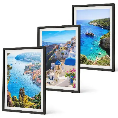 Griechische Ansichten von Santorin Oia 3er-Set Wandbilder inklusive Rahmen
