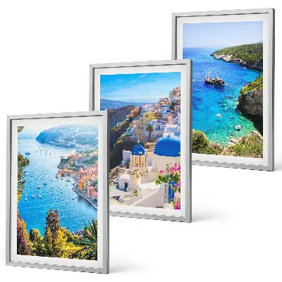 Griechische Ansichten von Santorin Oia 3er-Set Wandbilder inklusive Rahmen