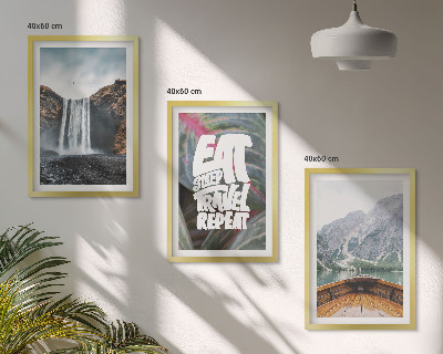 Bilder-3er-set mit rahmen Wasserfall Berge Natur Boot