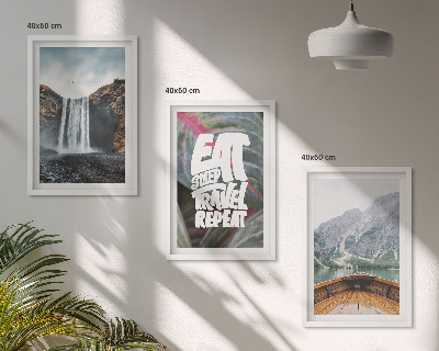 Bilder-3er-set mit rahmen Wasserfall Berge Natur Boot