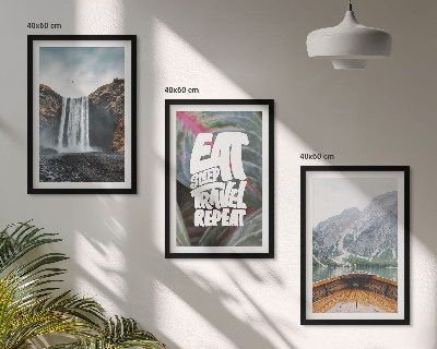 Bilder-3er-set mit rahmen Wasserfall Berge Natur Boot