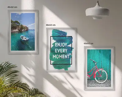 Gerahmtes Bilderset Inspiration für Fahrrad mit Seeboot