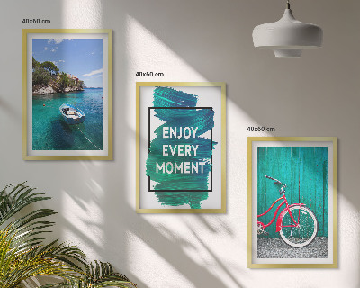 Gerahmtes bilderset Inspiration für ein Fahrrad mit Seeboot