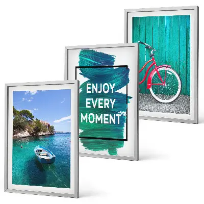 Gerahmtes Bilderset Inspiration für Fahrrad mit Seeboot
