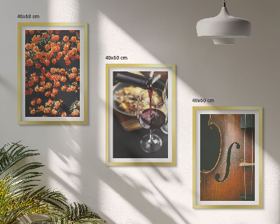 Bilder-3er-set mit rahmen Vintage Blumen Wein Geige