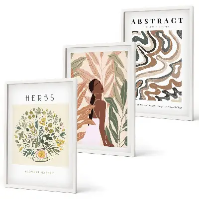 Boho Pastell Minimalisten Poster 3er Set mit Rahmen