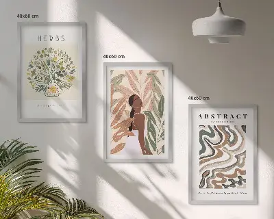 Boho Pastell Minimalisten Poster 3er Set mit Rahmen