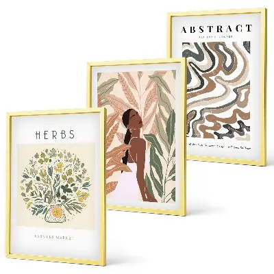 Boho Pastell Minimalisten Poster 3er Set mit Rahmen