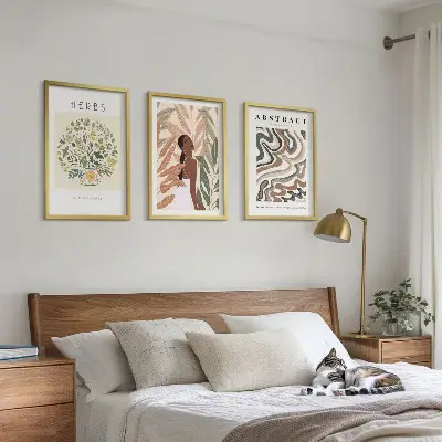 Boho Pastell Minimalisten Poster 3er Set mit Rahmen