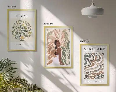 Boho Pastell Minimalisten Poster 3er Set mit Rahmen