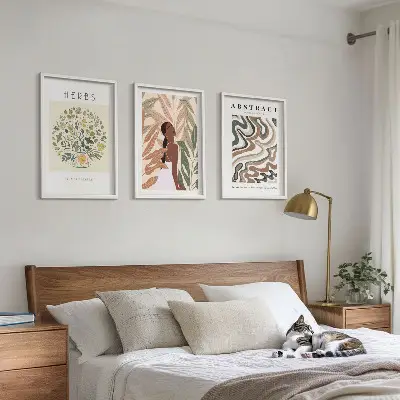Boho Pastell Minimalisten Poster 3er Set mit Rahmen