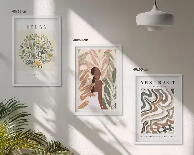 Boho Pastell Minimalisten Poster 3er Set mit Rahmen