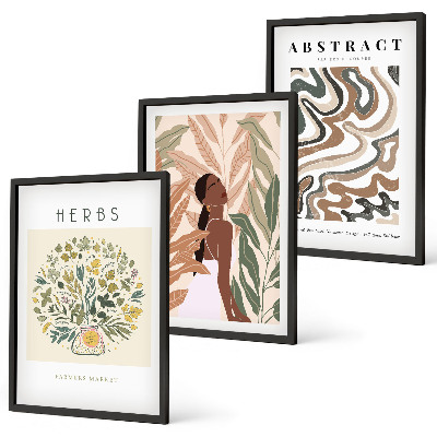 Bilder-3er-set mit rahmen Boho-Pastell-Minimalisten-Poster
