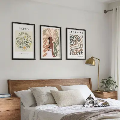Boho Pastell Minimalisten Poster 3er Set mit Rahmen