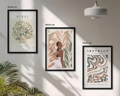 Boho Pastell Minimalisten Poster 3er Set mit Rahmen