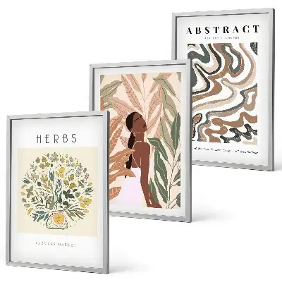 Boho Pastell Minimalisten Poster 3er Set mit Rahmen