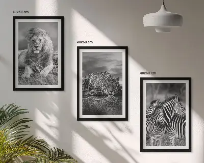 Wildtiere der Savanne Bilder-Set, 3-teilig mit Rahmen
