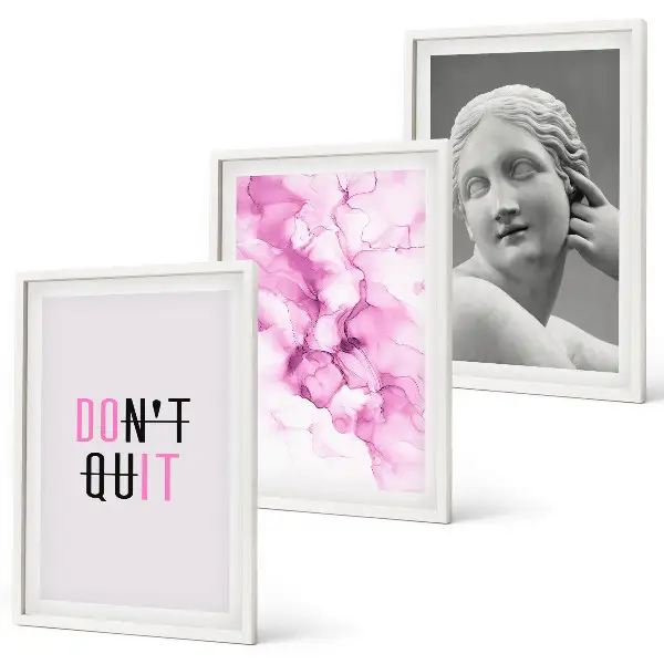 Abstrakte Aquarellskulptur dreiteiliges Bilder-Set inklusive Rahmen
