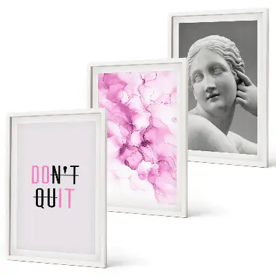 Abstrakte Aquarellskulptur dreiteiliges Bilder-Set inklusive Rahmen