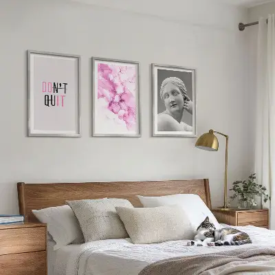 Abstrakte Aquarellskulptur dreiteiliges Bilder-Set inklusive Rahmen