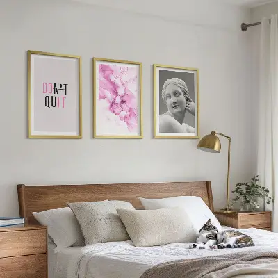 Abstrakte Aquarellskulptur dreiteiliges Bilder-Set inklusive Rahmen
