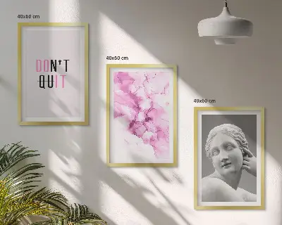 Abstrakte Aquarellskulptur dreiteiliges Bilder-Set inklusive Rahmen