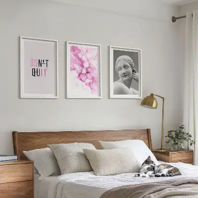 Abstrakte Aquarellskulptur dreiteiliges Bilder-Set inklusive Rahmen