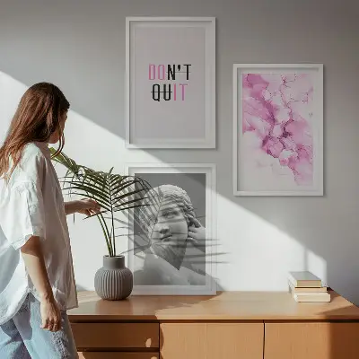 Abstrakte Aquarellskulptur dreiteiliges Bilder-Set inklusive Rahmen