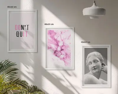 Abstrakte Aquarellskulptur dreiteiliges Bilder-Set inklusive Rahmen