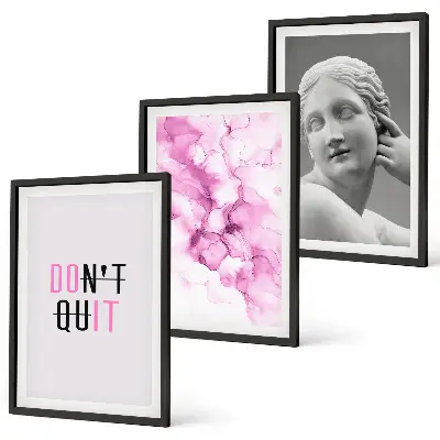 Abstrakte Aquarellskulptur dreiteiliges Bilder-Set inklusive Rahmen