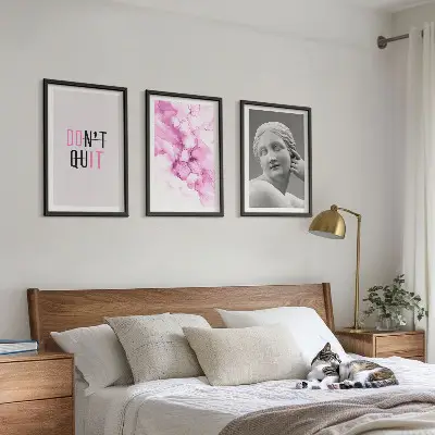 Abstrakte Aquarellskulptur dreiteiliges Bilder-Set inklusive Rahmen