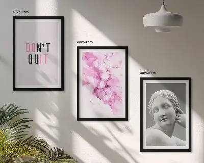 Abstrakte Aquarellskulptur dreiteiliges Bilder-Set inklusive Rahmen