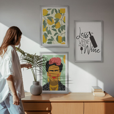 Gerahmtes bilderset Zitronenweinporträt von Frida