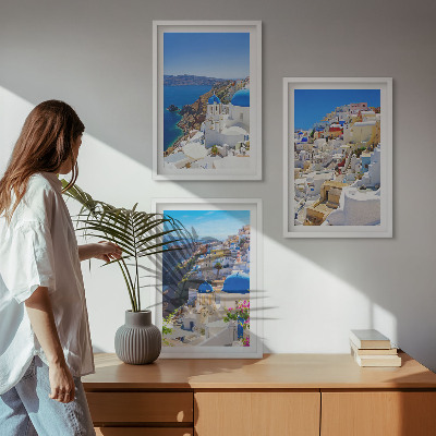 Bilder-3er-set mit rahmen Landschaftsarchitektur Oia Santorini