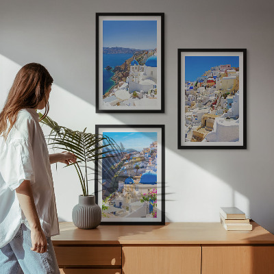 Bilder-3er-set mit rahmen Landschaftsarchitektur Oia Santorini