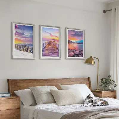 Winterliche Bergseelandschaft gerahmtes bilderset