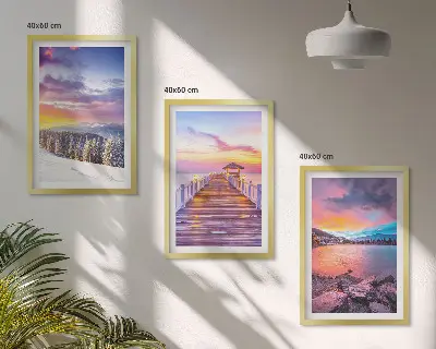 Winterliche Bergseelandschaft gerahmtes bilderset