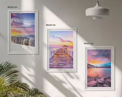 Winterliche Bergseelandschaft gerahmtes bilderset