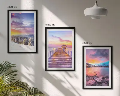 Winterliche Bergseelandschaft gerahmtes bilderset