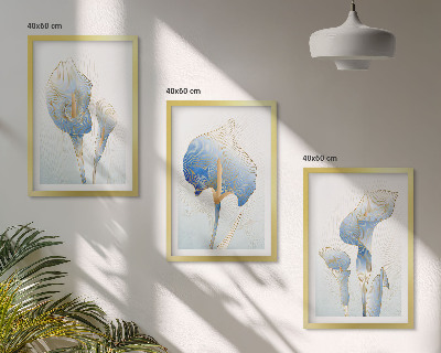 Gerahmtes bilderset Blaue Blumen im Hintergrund