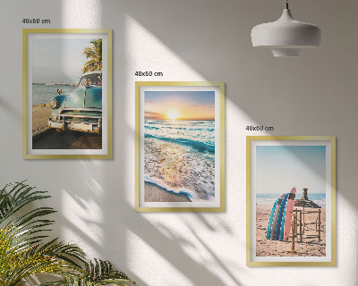 Bilder-3er-set mit rahmen Sonnenuntergangsurlaub in Miami