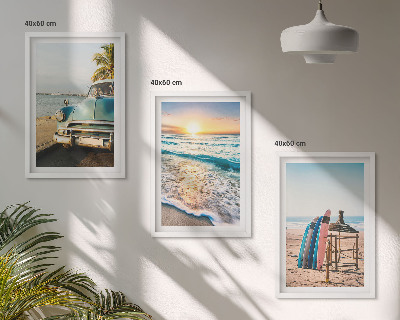 Bilder-3er-set mit rahmen Sonnenuntergangsurlaub in Miami