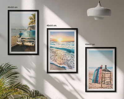 Bilder-3er-set mit rahmen Sonnenuntergangsurlaub in Miami