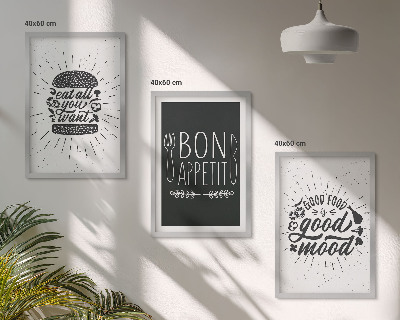 Gerahmtes bilderset Grafiken, Lebensmittel, kulinarische Slogans