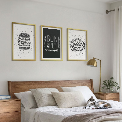Gerahmtes bilderset Grafiken, Lebensmittel, kulinarische Slogans