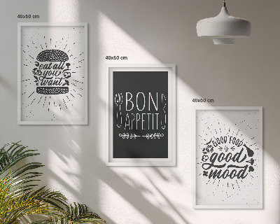 Gerahmtes bilderset Grafiken, Lebensmittel, kulinarische Slogans